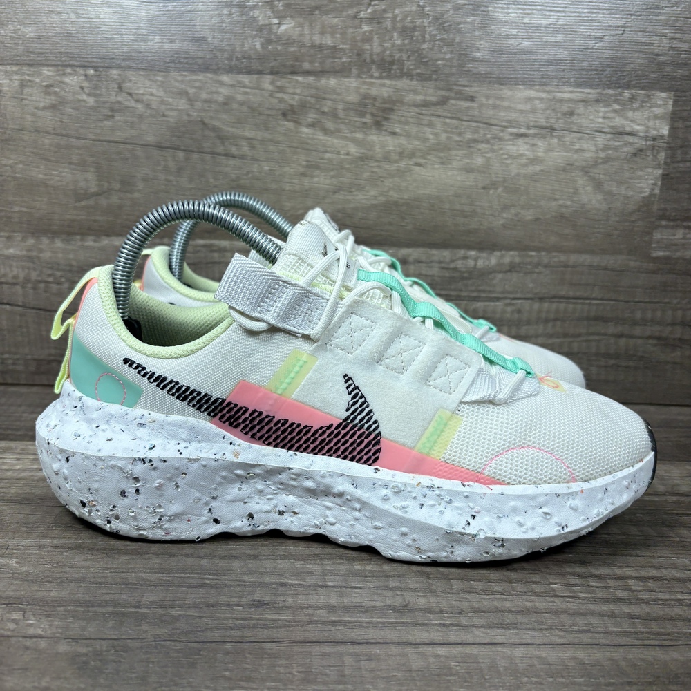 Nike Crater Impact White Pink Green Womens US Size 8.5 CW2386-101 Running Shoes